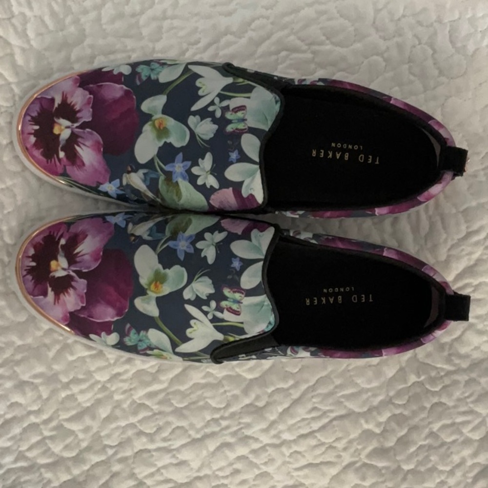 Ted Baker Tancey Floral Sneakers NWT Pansy Slip On Shoe Flatforms Summer